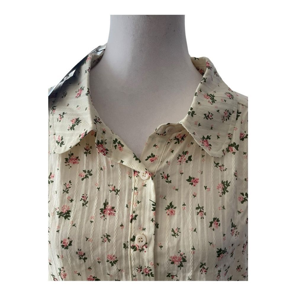 Allegra K Floral Cream Blouse‎